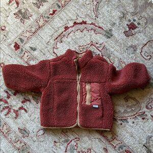 Zara Kids Reversible Rust Red Sherpa Zip Jacket Full Zip Toddler 12-18 Months